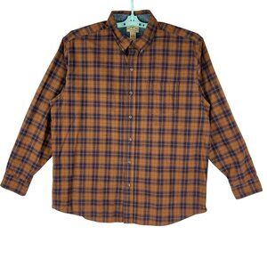 Blue Mountain Men's Long Sleeve Tan Navy Plaid Shirt Size XL